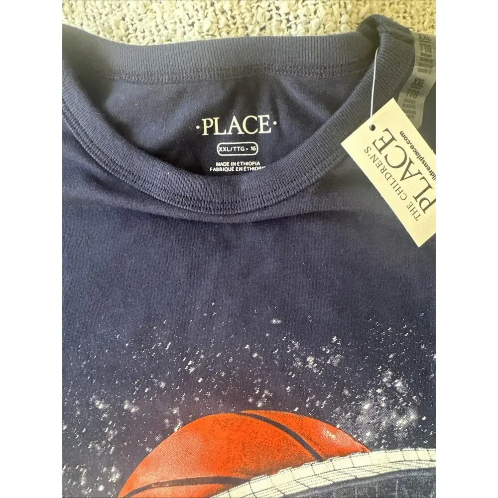 The Children's Place Boys Graphic Basketball Blue T-Shirt Size XXL 16 New